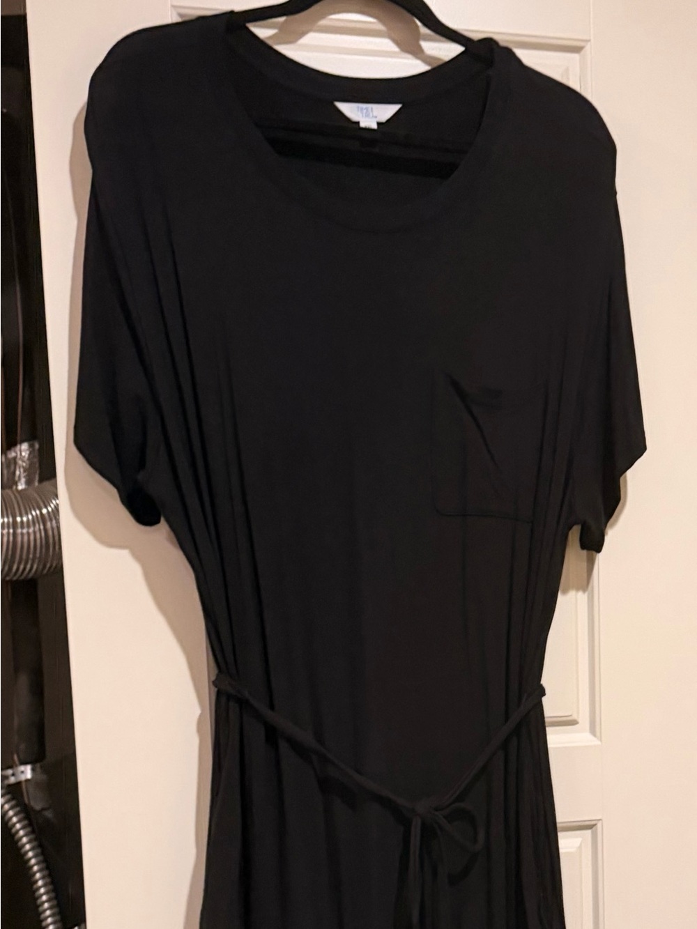 Time and Tru Black Pocket Tee Tunic with Waist Tie